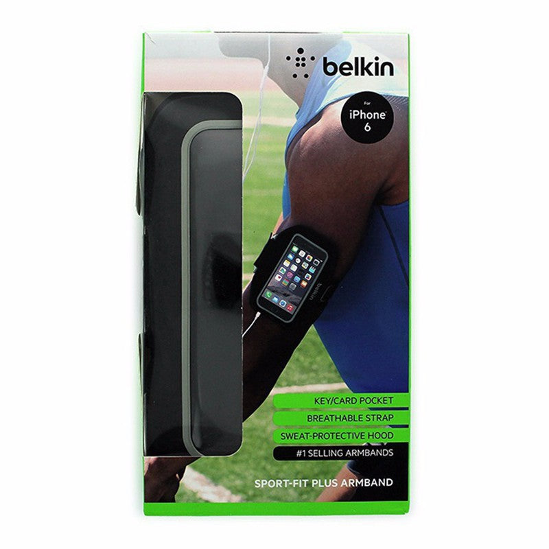 Belkin Sport-Fit Plus Armband for Apple iPhone 6 6S 4.7&#34; Black and Gray Cell Phone - Armbands Belkin    - Simple Cell Bulk Wholesale Pricing - USA Seller