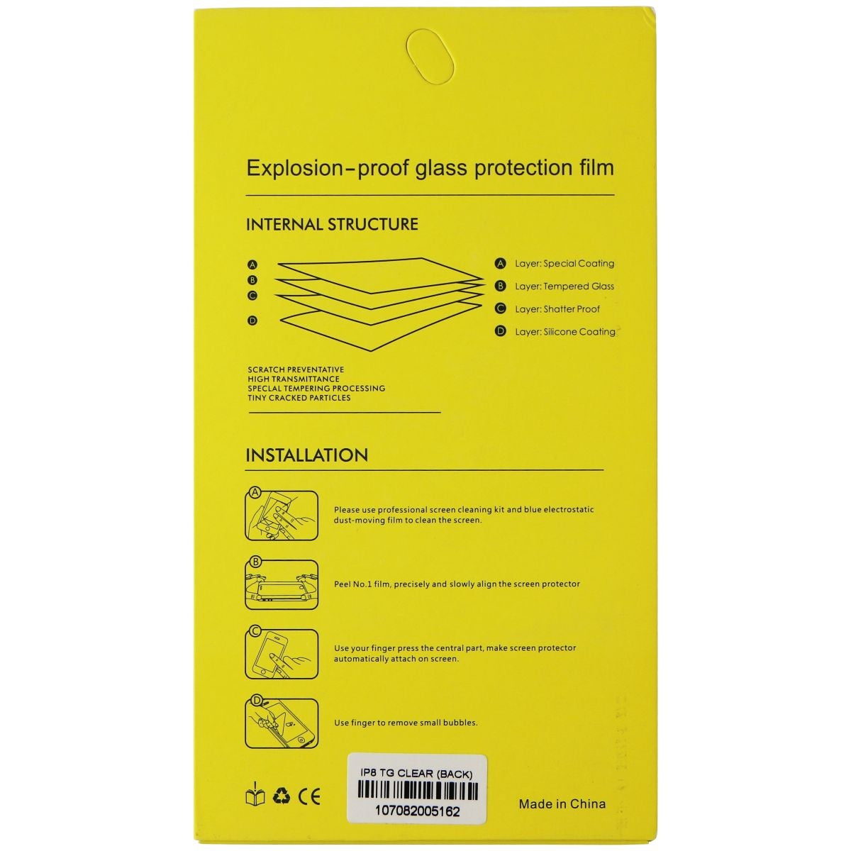 Tempered (Back Glass) Protector (PRO+) for Apple iPhone 8 (Back Glass Only) Cell Phone - Screen Protectors Unbranded    - Simple Cell Bulk Wholesale Pricing - USA Seller