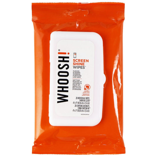 Whoosh! Screen Shine Wipes for Smartphones and Electronics (20 Pack) + Cloth Cell Phone - Other Accessories Woosh!    - Simple Cell Bulk Wholesale Pricing - USA Seller