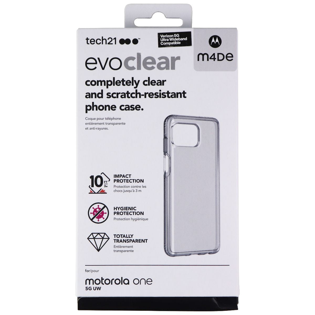 Tech21 Evo Clear Series Hard Case for Motorola One 5G UW - Clear Cell Phone - Cases, Covers & Skins Tech21    - Simple Cell Bulk Wholesale Pricing - USA Seller