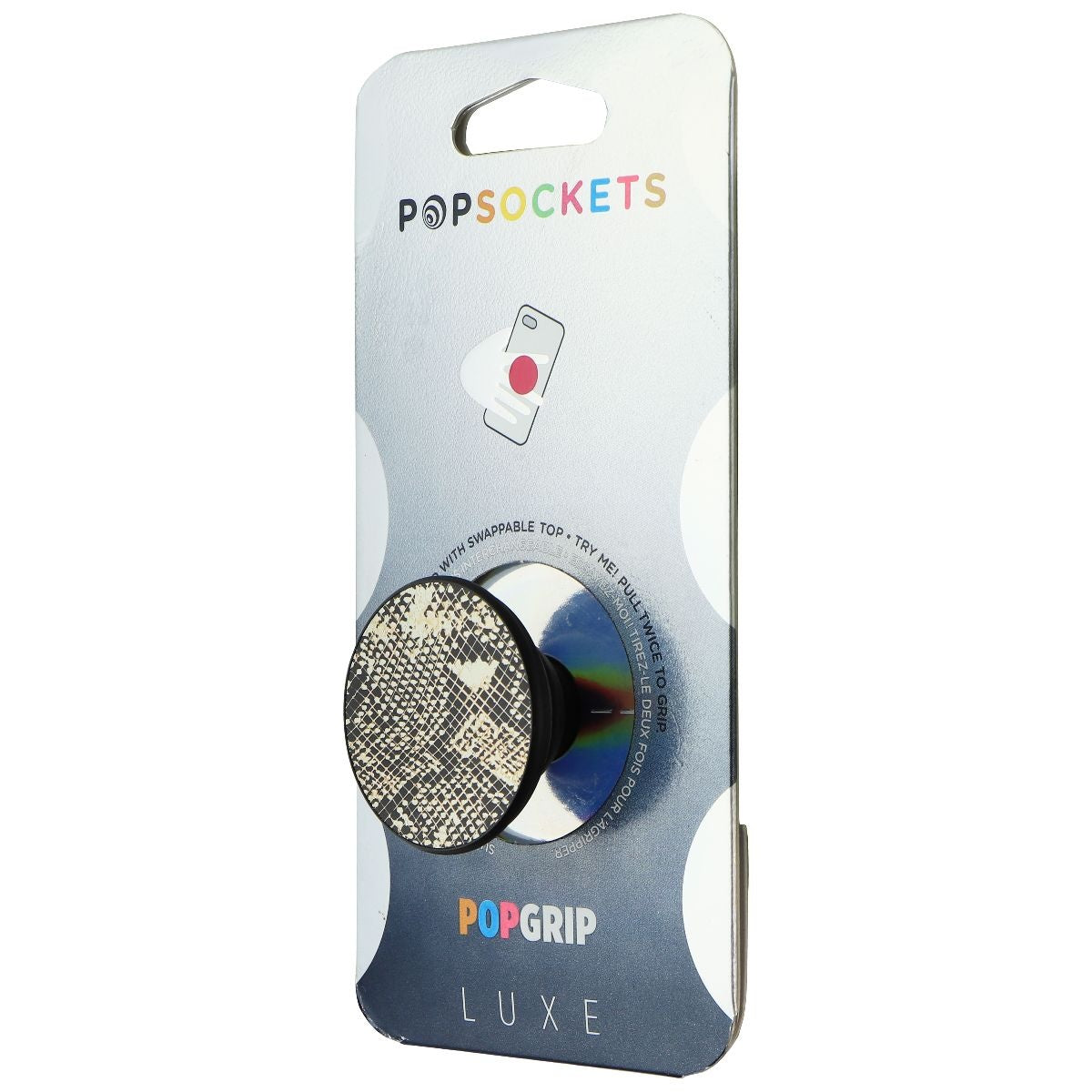 PopSocket PopGrip Luxe Swappable Top Phone Grip & Stand - Embossed Metal Python Cell Phone - Mounts & Holders PopSockets    - Simple Cell Bulk Wholesale Pricing - USA Seller