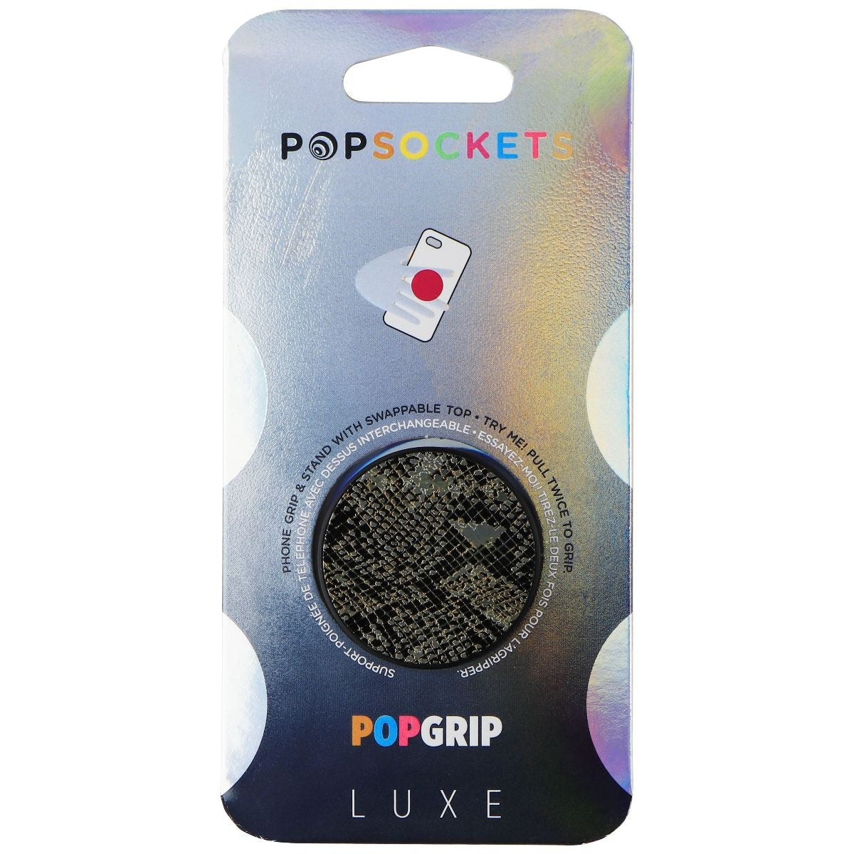 PopSocket PopGrip Luxe Swappable Top Phone Grip & Stand - Embossed Metal Python Cell Phone - Mounts & Holders PopSockets    - Simple Cell Bulk Wholesale Pricing - USA Seller