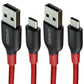 Anker (2 Pack) 6-Foot PowerLine+ USB-C to USB-A Braided Cables - Red/Black Cell Phone - Cables & Adapters Anker - Simple Cell Bulk Wholesale Pricing - USA Seller