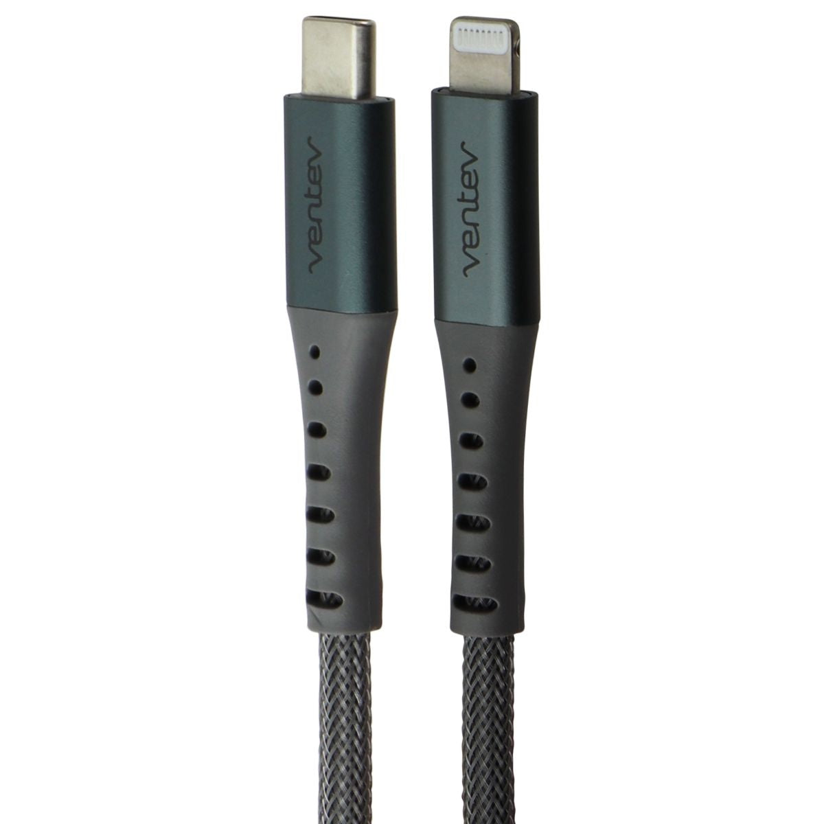 Ventev (10-Ft) ChargeSync USB-C to Lightning 8-Pin Braided Cable - Steel Gray Cell Phone - Cables & Adapters Ventev - Simple Cell Bulk Wholesale Pricing - USA Seller