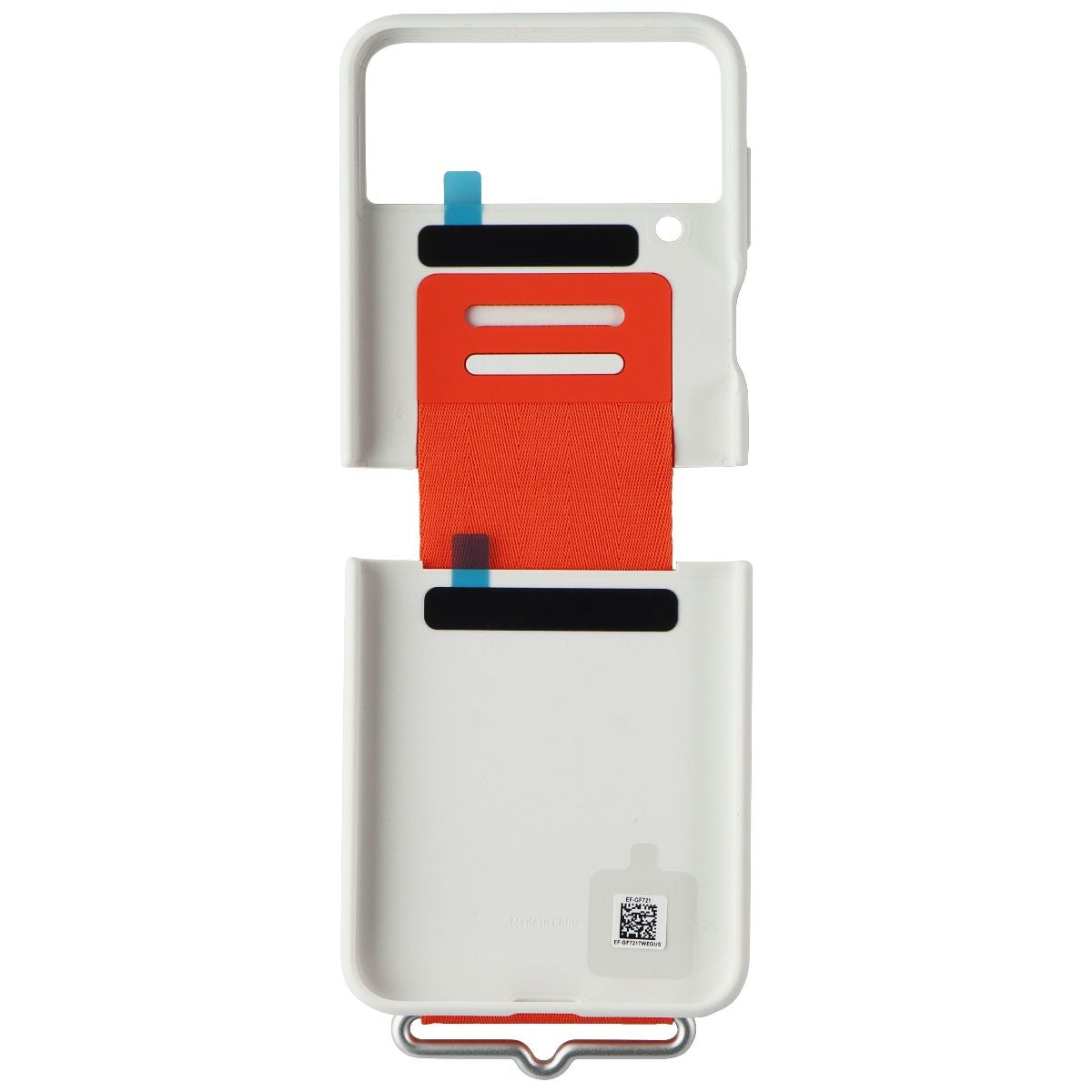 SAMSUNG Silicone Cover with Strap for Samsung Galaxy Z Flip4 - White / Orange Cell Phone - Cases, Covers & Skins Samsung - Simple Cell Bulk Wholesale Pricing - USA Seller