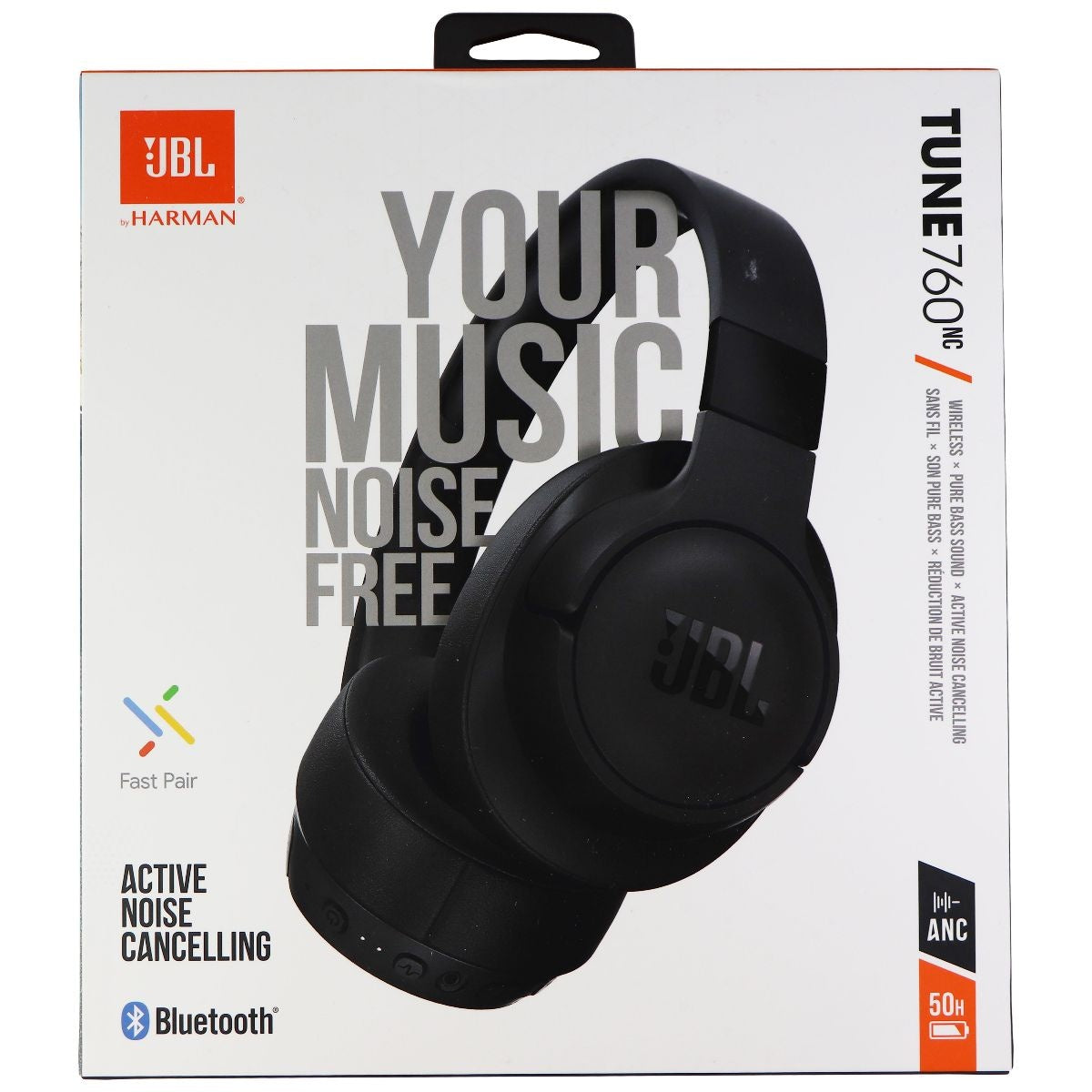 JBL Tune 760NC Over-Ear Wireless Active Noise Cancellation Headphones - Black Portable Audio - Headphones JBL    - Simple Cell Bulk Wholesale Pricing - USA Seller