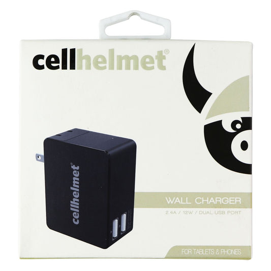 CellHelmet Dual USB Port Wall Charger (2.4A/12W) - Black Cell Phone - Chargers & Cradles CellHelmet - Simple Cell Bulk Wholesale Pricing - USA Seller