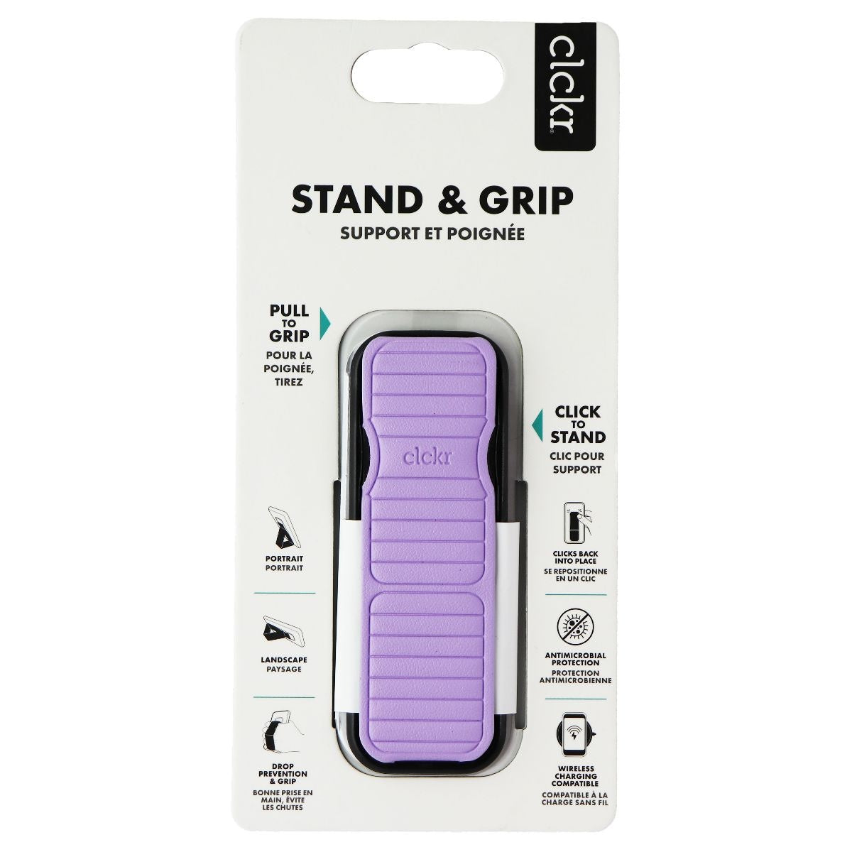 CLCKR Phone Grip and Stand for Phones, Tablets and More - Lilac Pebbled Lines Cell Phone - Mounts & Holders Clckr    - Simple Cell Bulk Wholesale Pricing - USA Seller