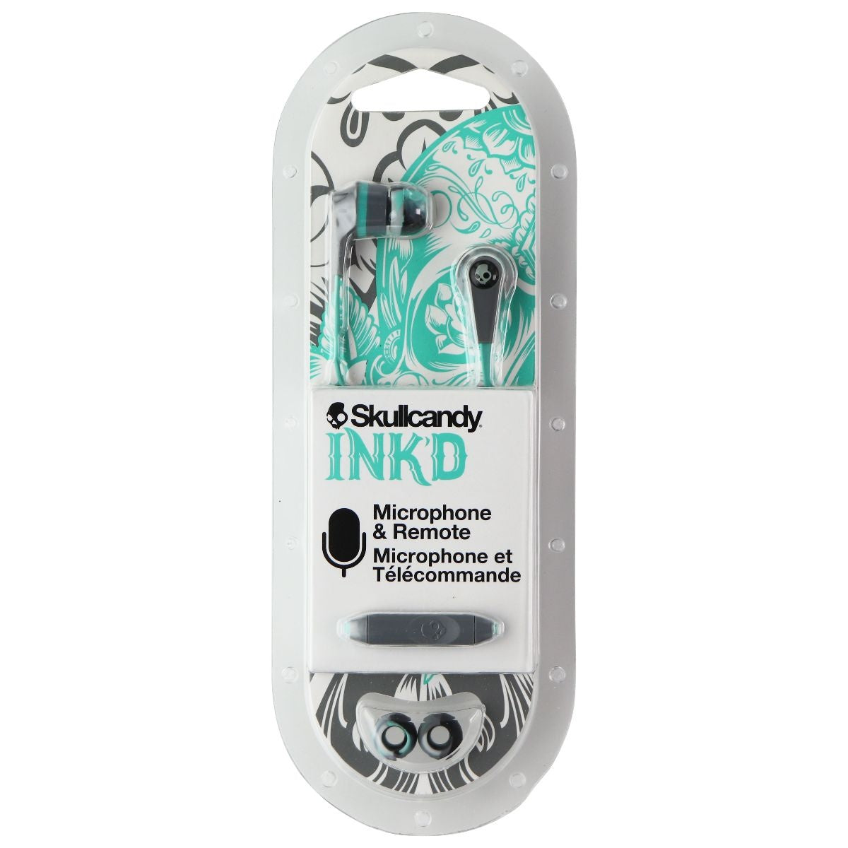 Skullcandy Ink'd 2.0 Wired Earbuds with in-Line Microphone - Gray/Mint