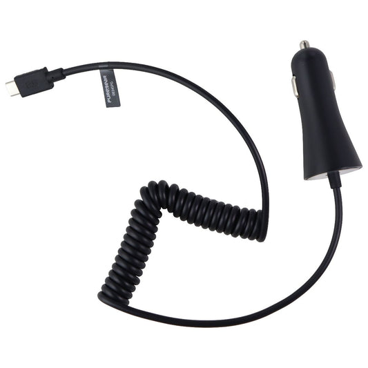 PureGear 5Ft Coiled 15W/3A Vehicle Car Charger for USB-C Type C Devices - Black Cell Phone - Chargers & Cradles PureGear - Simple Cell Bulk Wholesale Pricing - USA Seller