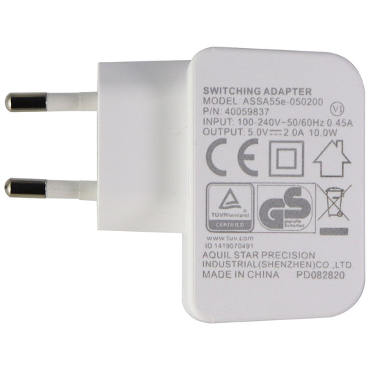 (5V/2A) Single USB Wall Charger Adapter - White (ASSA55e-050200) EU Plug Cell Phone - Chargers & Cradles Unbranded    - Simple Cell Bulk Wholesale Pricing - USA Seller