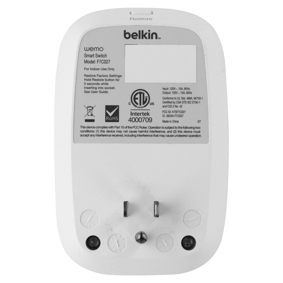 Belkin WeMo Switch Home Electronics Remote Control - White Home Automation - Home Automation Modules Belkin - Simple Cell Bulk Wholesale Pricing - USA Seller