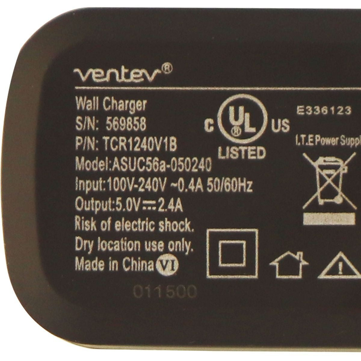Ventev R1240 2.4-Amp Single USB Wall Charging Adapter - Gray/Orange Cell Phone - Chargers & Cradles Ventev    - Simple Cell Bulk Wholesale Pricing - USA Seller