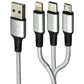 Zoda 3-in-1 USB-C/Lightning 8-Pin/Micro USB Braided Cable (4FT) - Silver Cell Phone - Cables & Adapters Zoda - Simple Cell Bulk Wholesale Pricing - USA Seller