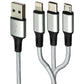 Zoda 3-in-1 USB-C/Lightning 8-Pin/Micro USB Braided Cable (4FT) - Silver Cell Phone - Cables & Adapters Zoda    - Simple Cell Bulk Wholesale Pricing - USA Seller