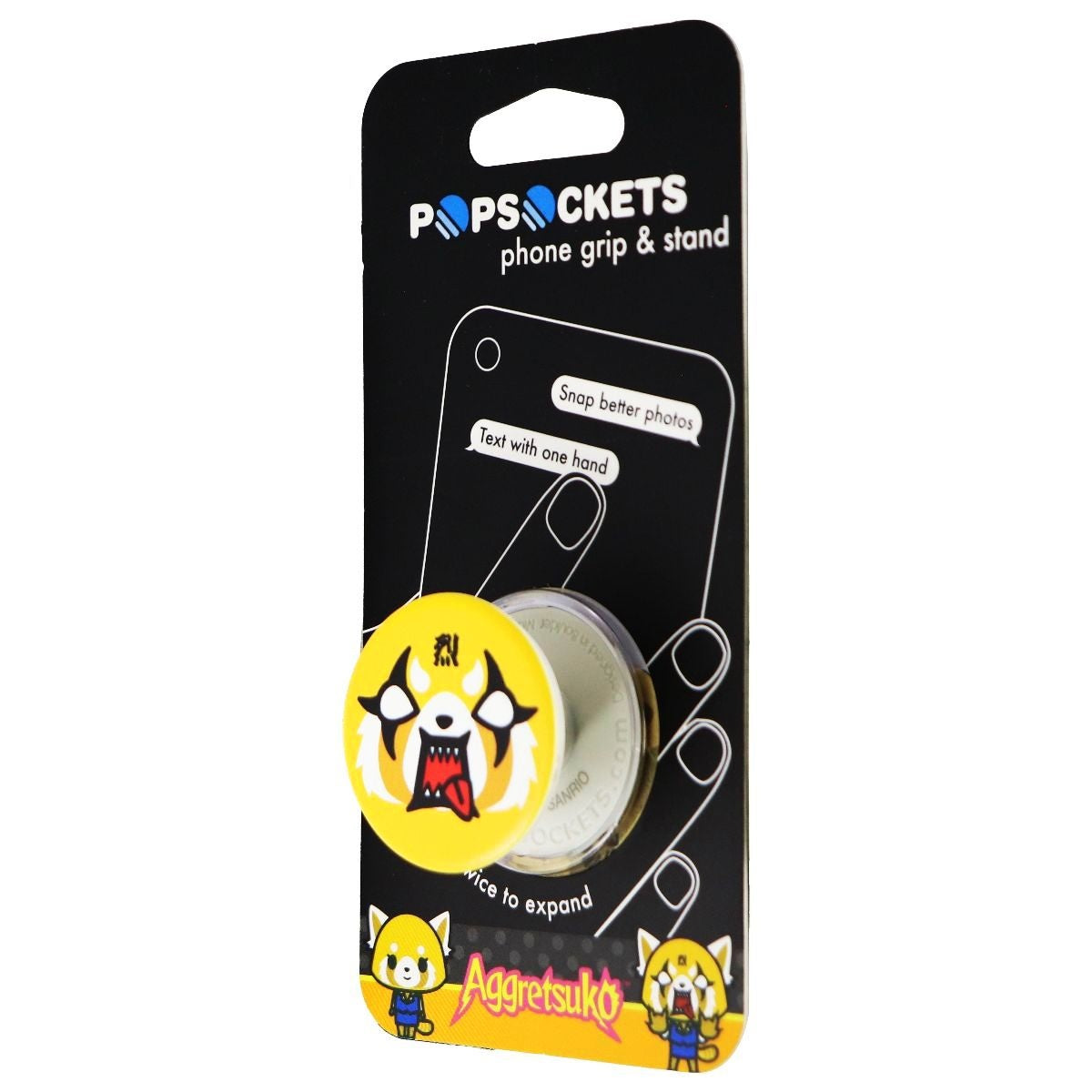 PopSockets: Collapsible Grip & Stand for Phones Tablets - Aggretsuko Face Cell Phone - Mounts & Holders PopSockets - Simple Cell Bulk Wholesale Pricing - USA Seller