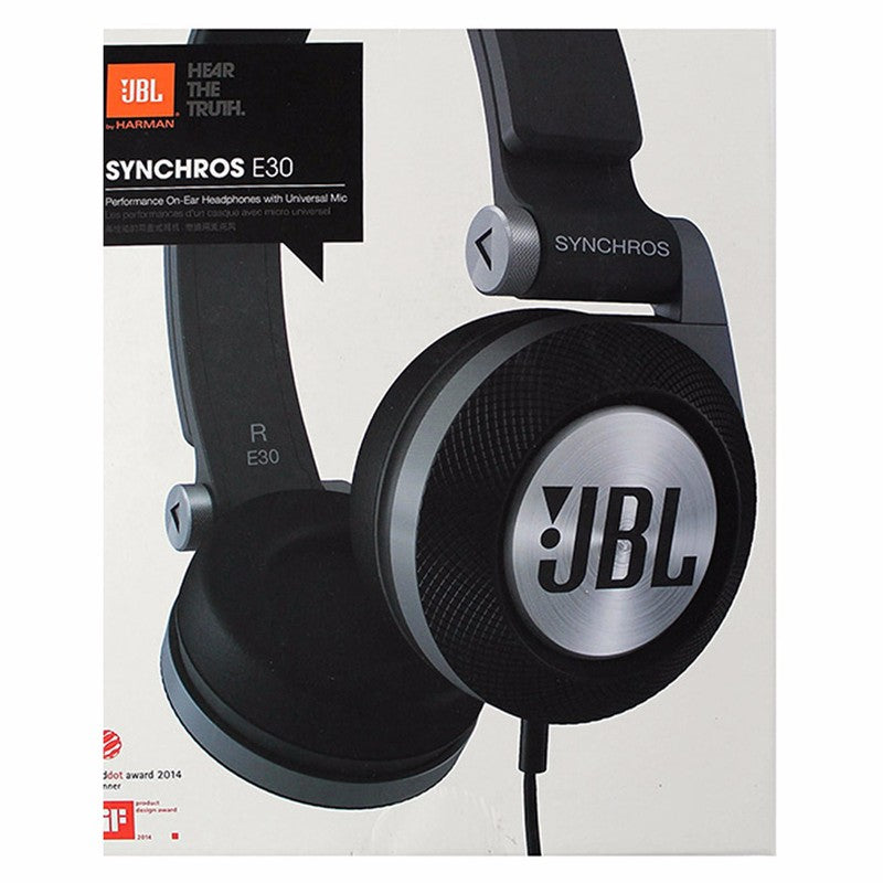 JBL Synchros E30 Wired On-Ear Headphones w/ Mic- Black Portable Audio - Headphones JBL - Simple Cell Bulk Wholesale Pricing - USA Seller