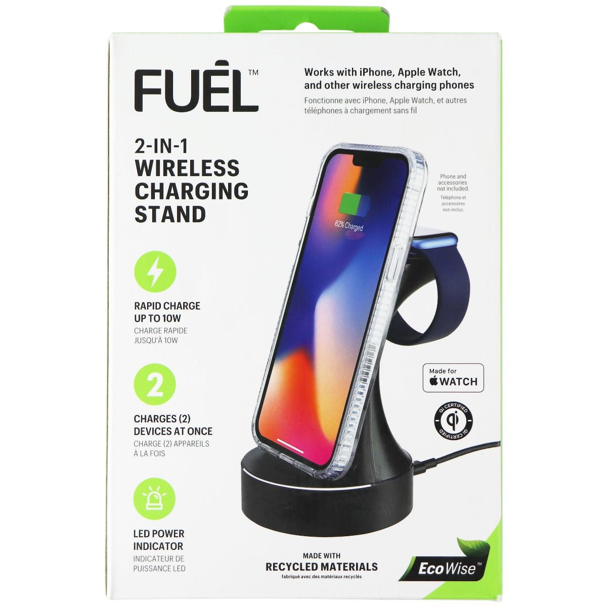 Case-Mate Fuel 2-in-1 Wireless Charging Station for iPhone and Apple Watch Cell Phone - Chargers & Cradles Case-Mate    - Simple Cell Bulk Wholesale Pricing - USA Seller