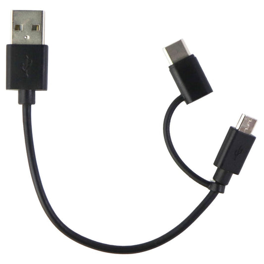 mWorks! Short (6-inch) Dual Tip USB Cable with USB-C and Micro-USB - Black Cell Phone - Cables & Adapters mWorks! - Simple Cell Bulk Wholesale Pricing - USA Seller