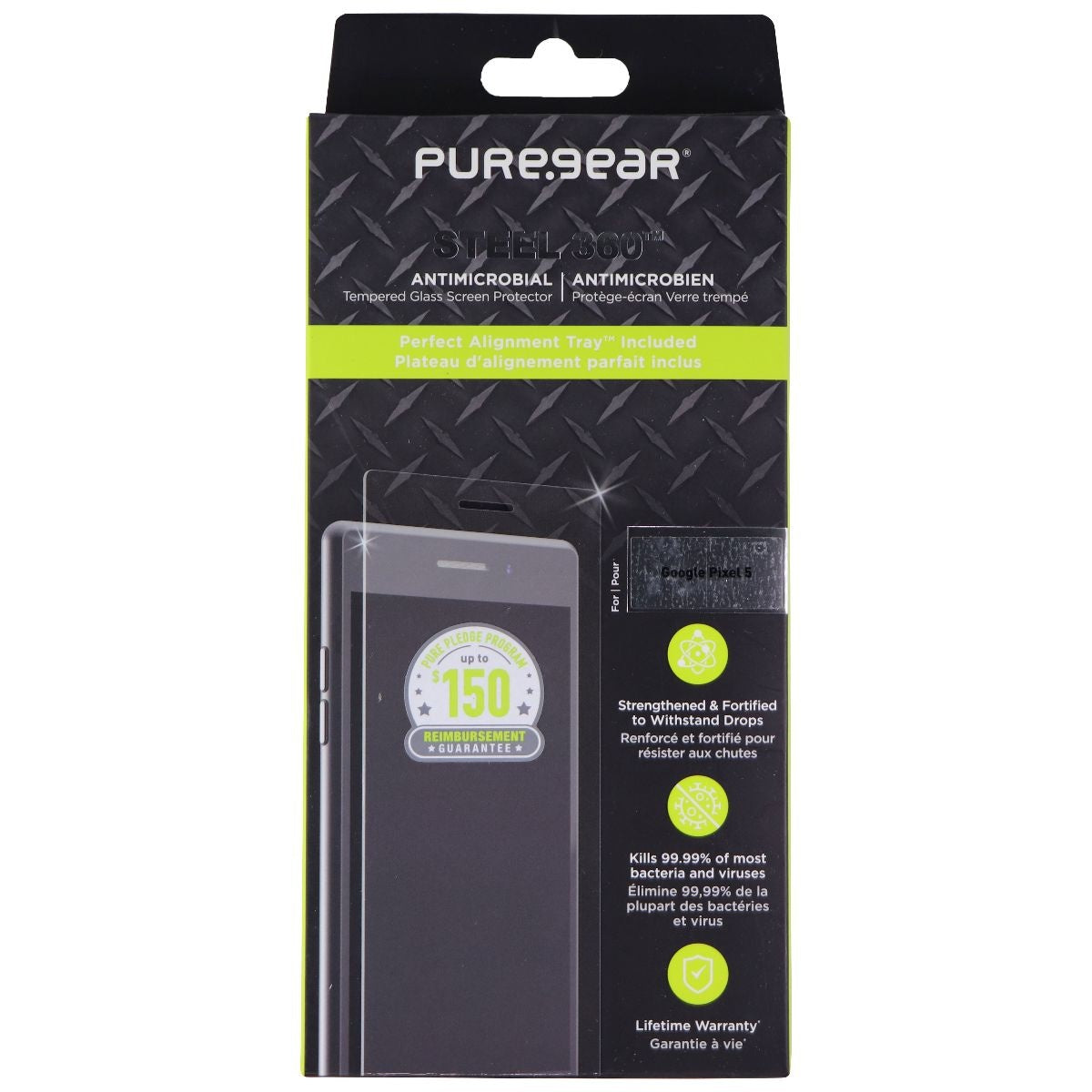 PureGear Steel 360 Tempered Glass Screen Protector for Google Pixel 5 - Clear Cell Phone - Screen Protectors PureGear    - Simple Cell Bulk Wholesale Pricing - USA Seller