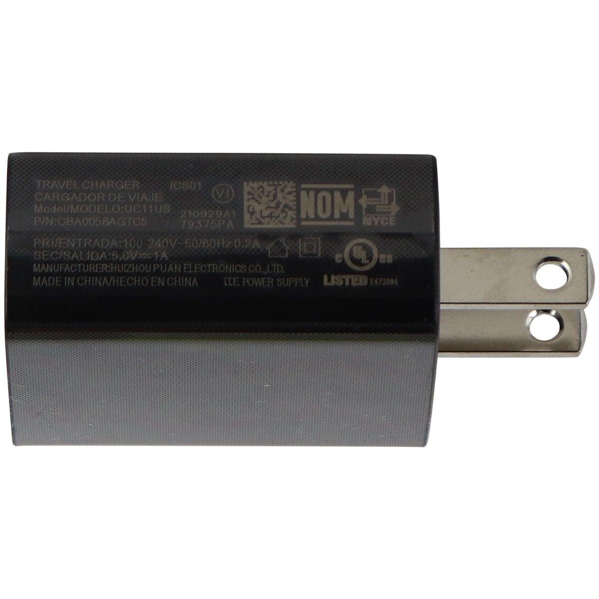 TCL (5V/1A) Single USB Port Wall Charger Travel Adapter - Black (UC11US) Cell Phone - Chargers & Cradles TCL - Simple Cell Bulk Wholesale Pricing - USA Seller