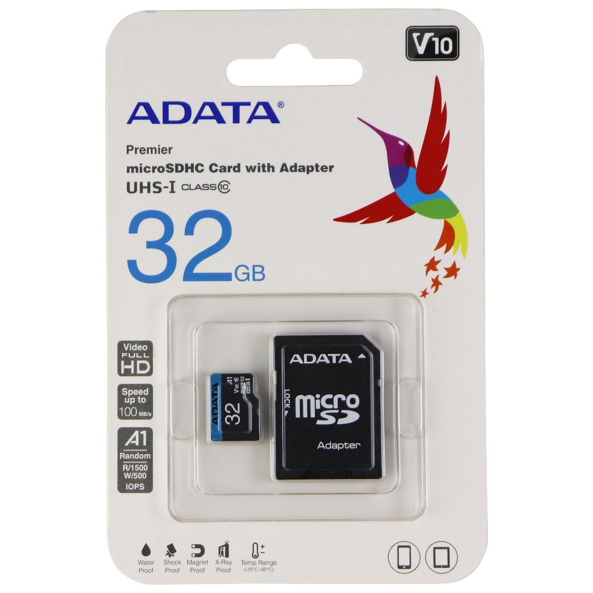 ADATA 32GB microSDHC Card with Adapter UHS-1 / Class 10 / V10/A1 Memory Card Cell Phone - Memory Cards ADATA - Simple Cell Bulk Wholesale Pricing - USA Seller