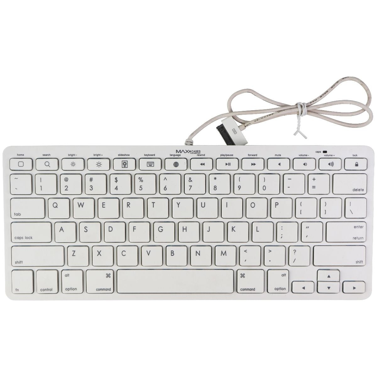 Max Cases (30-Pin) Wired Keyboard for Older Gen iPads 3/2/1 - White (PM9241) Keyboards/Mice - Keyboards & Keypads Max Cases - Simple Cell Bulk Wholesale Pricing - USA Seller