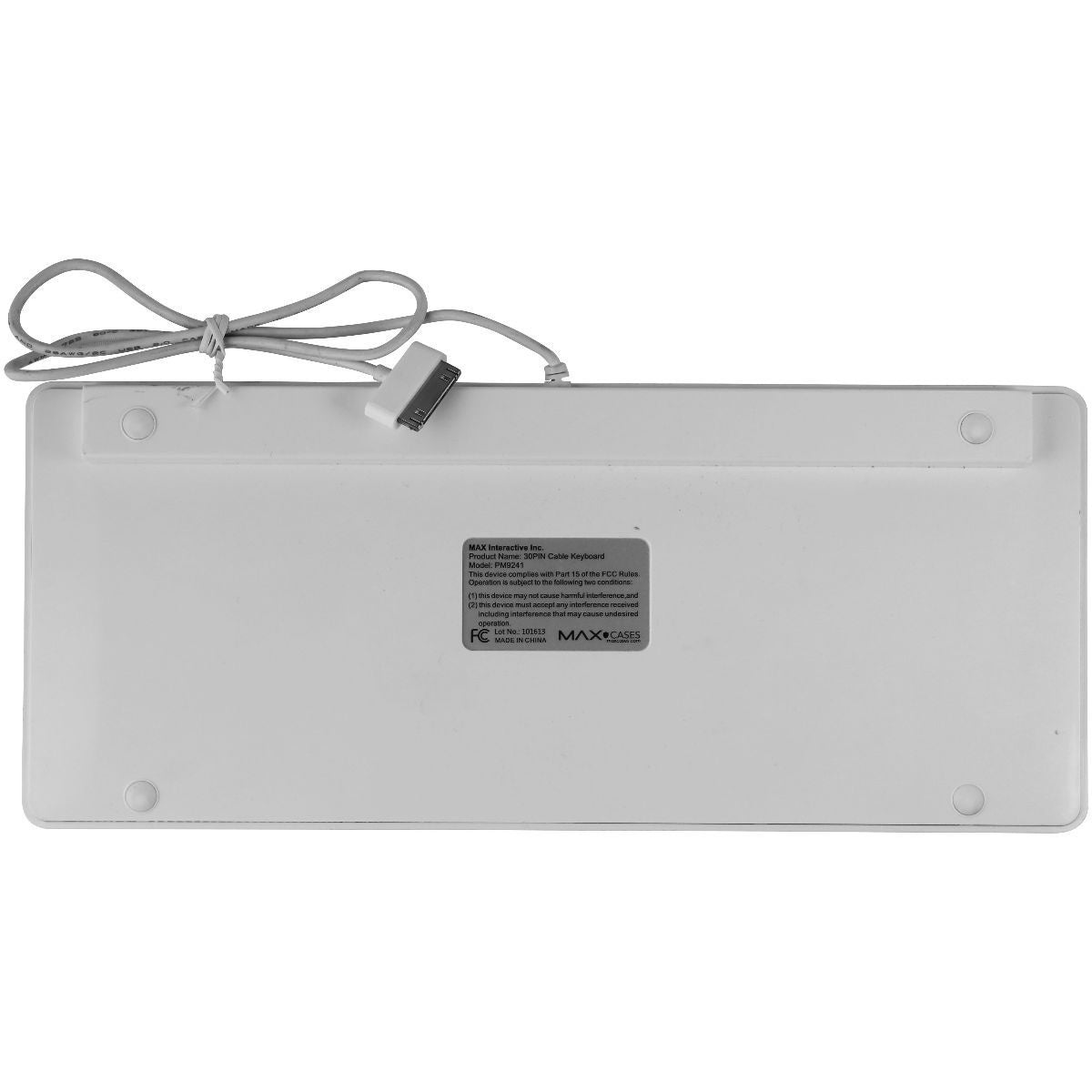Max Cases (30-Pin) Wired Keyboard for Older Gen iPads 3/2/1 - White (PM9241) Keyboards/Mice - Keyboards & Keypads Max Cases - Simple Cell Bulk Wholesale Pricing - USA Seller