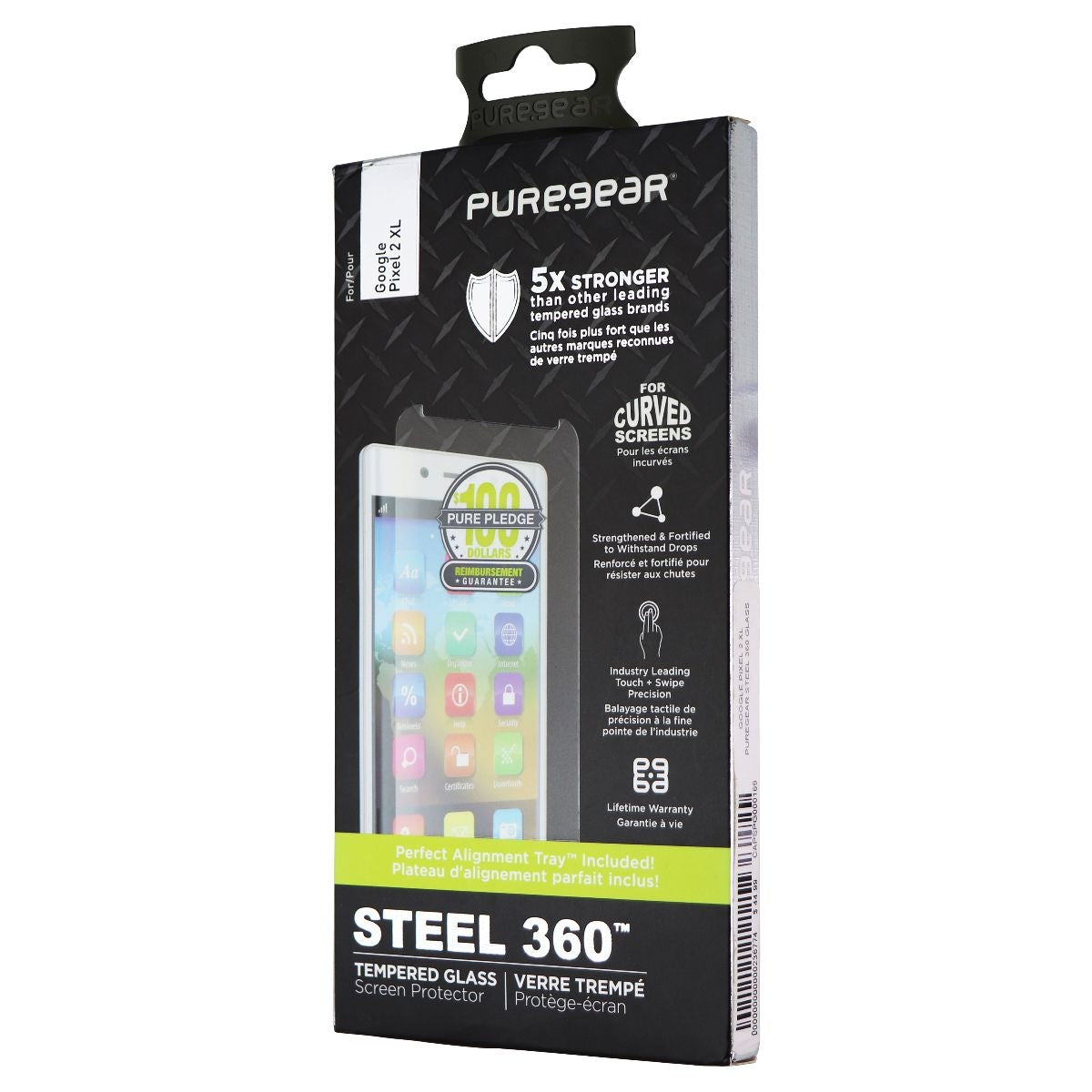 PureGear Steel 360 Series Tempered Glass with Alignment Tray for Pixel 2 XL