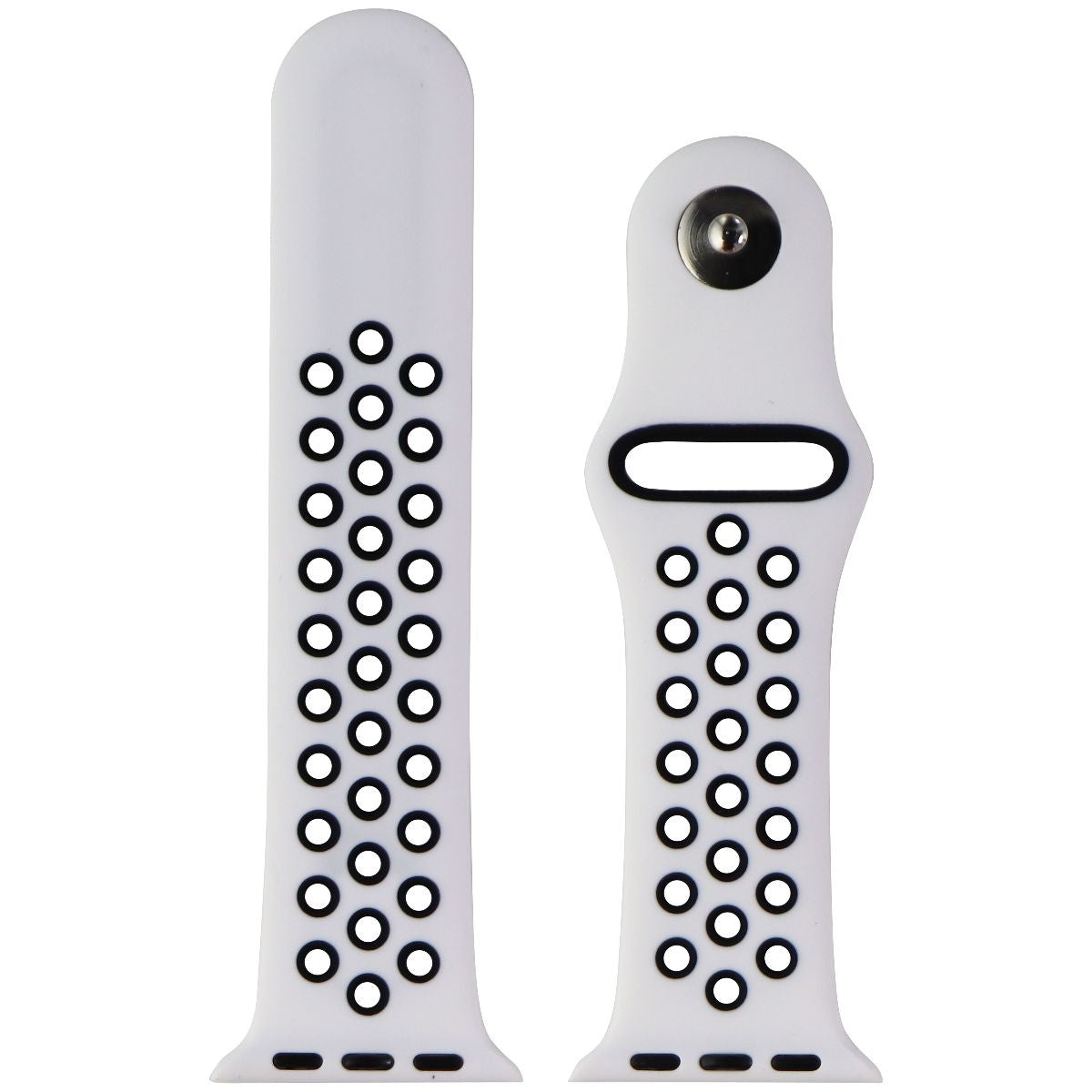 Silicone Watch Band for Apple Watch 38/40/41mm Cases - White & Black - Small Smart Watch Accessories - Watch Bands Unbranded - Simple Cell Bulk Wholesale Pricing - USA Seller