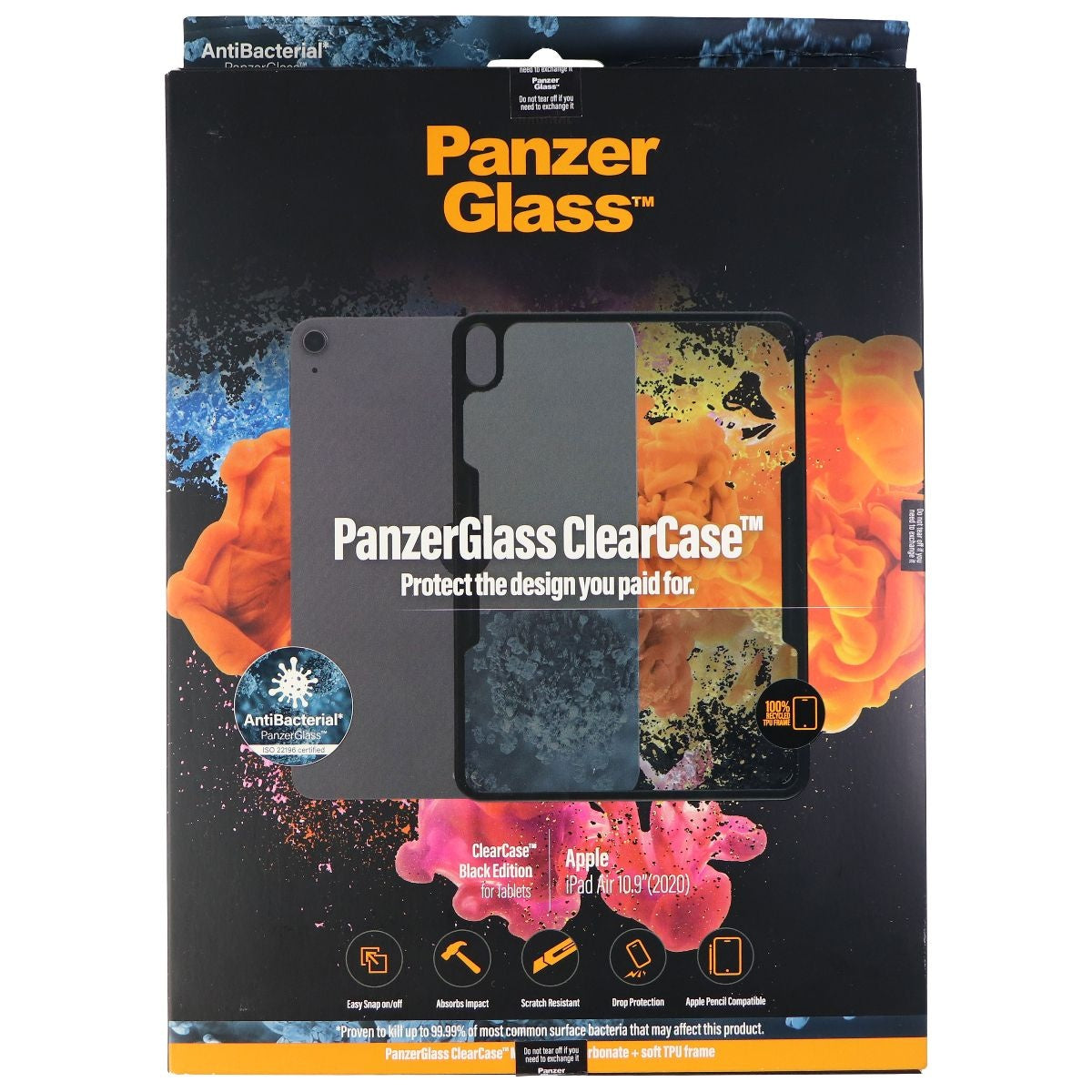PanzerGlass ClearCase Series Case for Apple iPad 10.9-in (2020) - Black iPad/Tablet Accessories - Cases, Covers, Keyboard Folios PanzerGlass - Simple Cell Bulk Wholesale Pricing - USA Seller