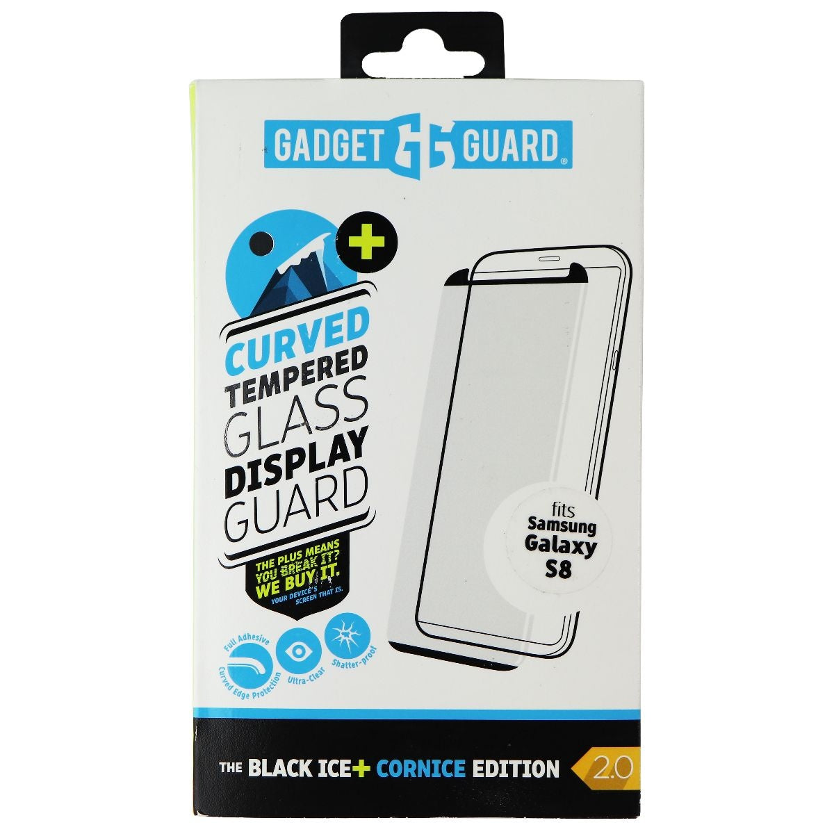 GadgetGuard Black Ice+Cornice 2 Curved Glass Screen Protector Samsung Galaxy S8 Cell Phone - Screen Protectors Gadget Guard    - Simple Cell Bulk Wholesale Pricing - USA Seller