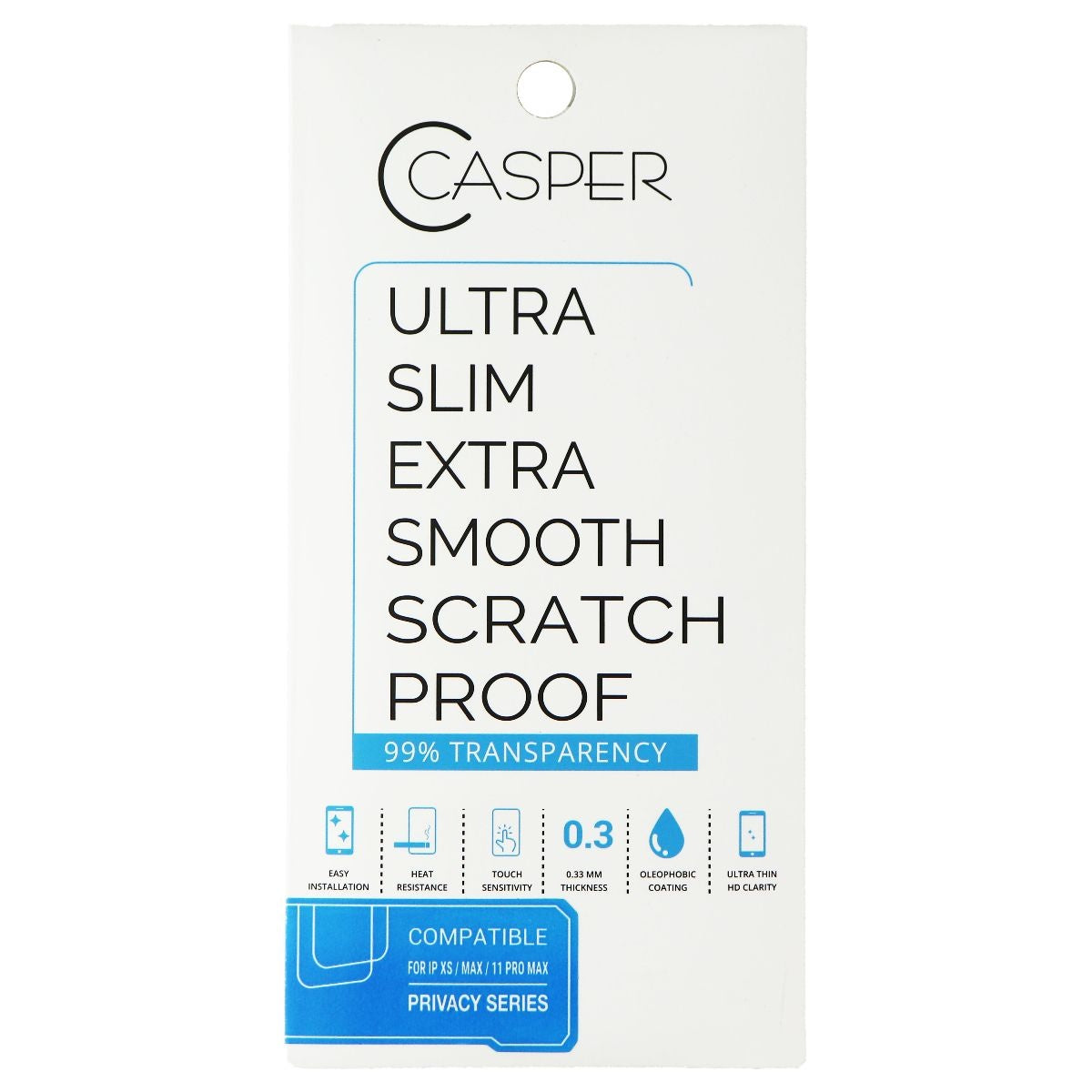 Casper Ultra Slim PRIVACY Series Tempered Glass for iPhone 11 Pro Max / Xs Max Cell Phone - Screen Protectors Casper    - Simple Cell Bulk Wholesale Pricing - USA Seller