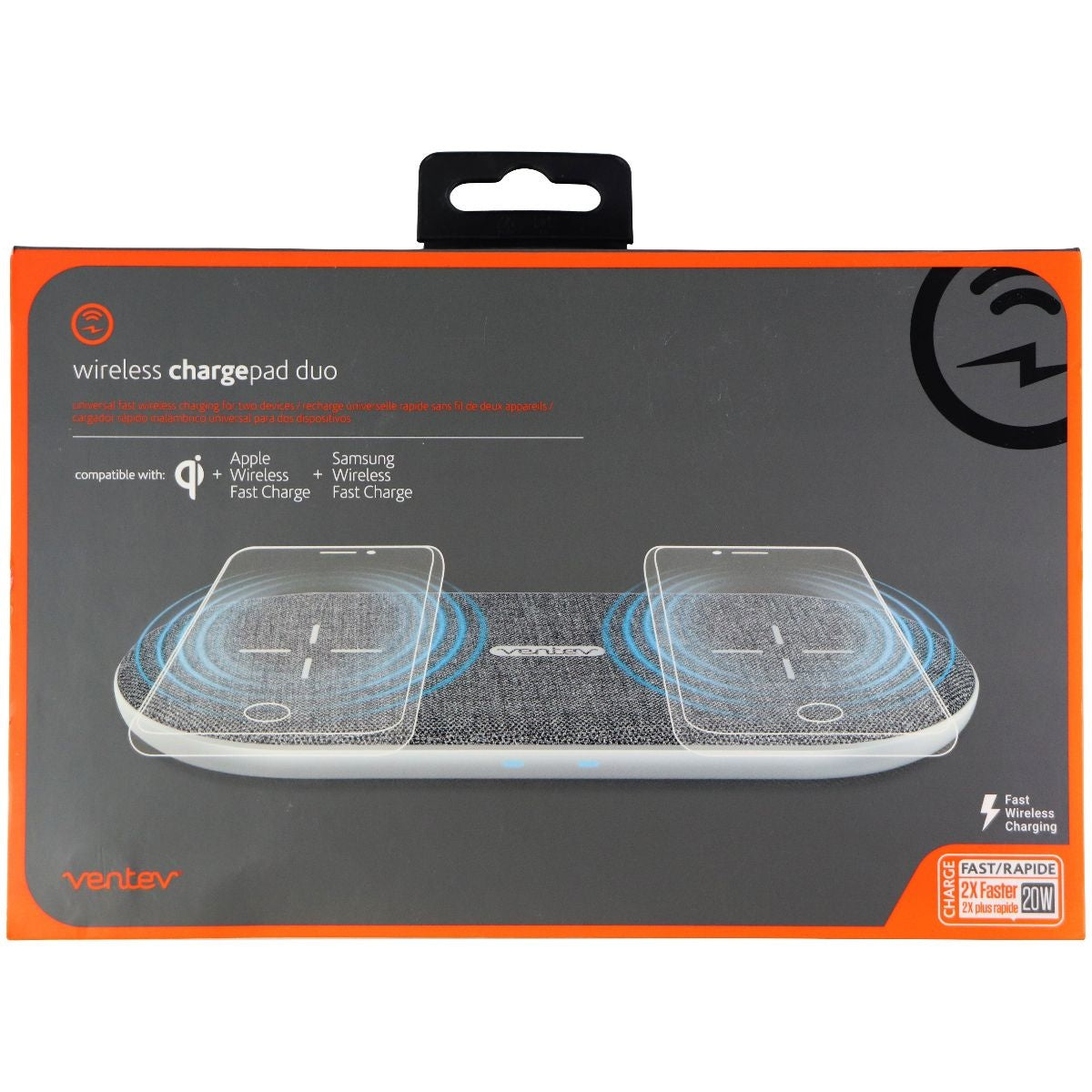 Ventev (20-Watt) Wireless Fast ChargePad Duo for Apple & Samsung - Gray Cell Phone - Chargers & Cradles Ventev - Simple Cell Bulk Wholesale Pricing - USA Seller