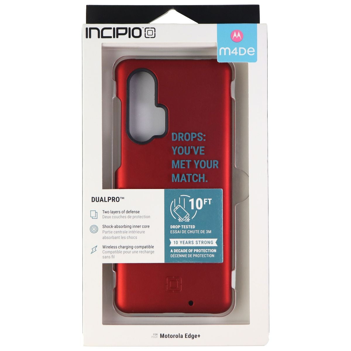 Incipio DualPro Series Dual Layer Case for Motorola Edge+ (2020) - Red/Black Cell Phone - Cases, Covers & Skins Incipio - Simple Cell Bulk Wholesale Pricing - USA Seller