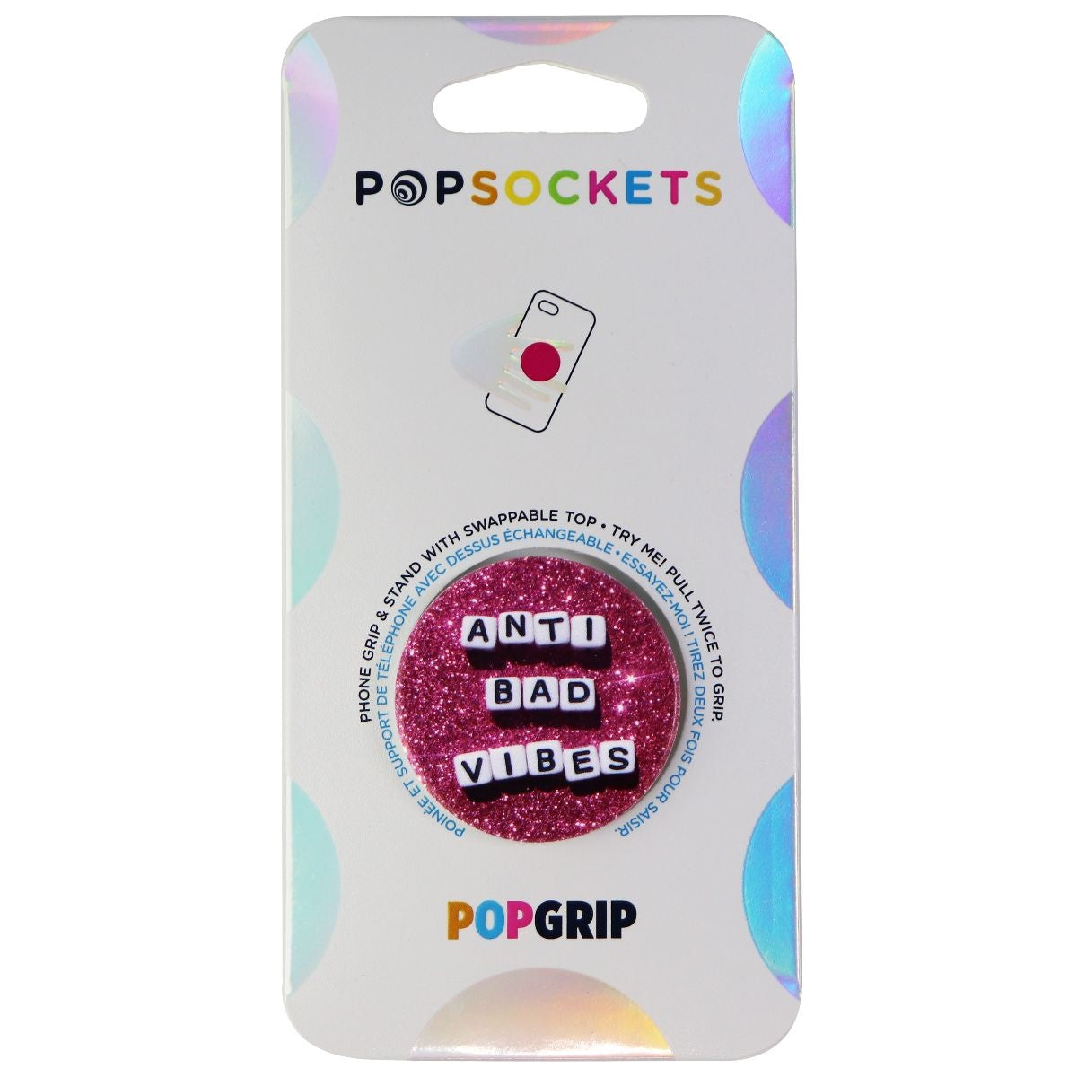 PopSockets: PopGrip with Swappable Top for Phones & Tablets - Anti-Bad Vibes Cell Phone - Mounts & Holders PopSockets    - Simple Cell Bulk Wholesale Pricing - USA Seller