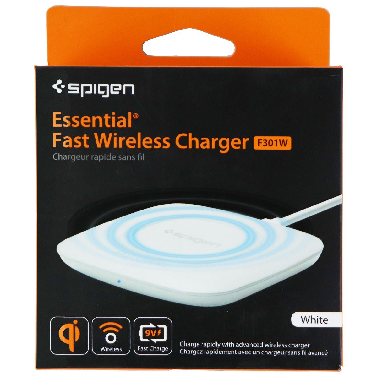 Spigen Essential (9V/1A) Qi Fast Charge Wireless Charger Pad - White Cell Phone - Chargers & Cradles Spigen    - Simple Cell Bulk Wholesale Pricing - USA Seller