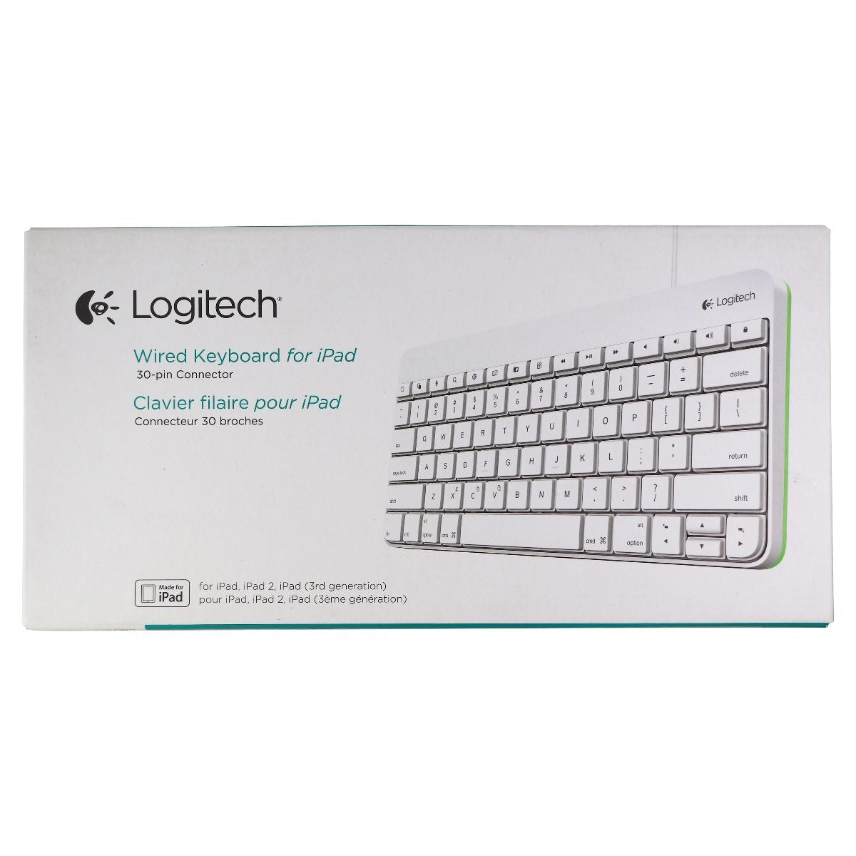 Logitech Wired Keyboard with 30-Pin for Apple iPad 1/2/3rd Gen - White (Y-B0005) Keyboards/Mice - Keyboards & Keypads Logitech    - Simple Cell Bulk Wholesale Pricing - USA Seller