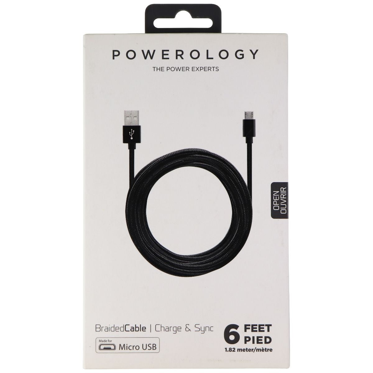 Powerology (6-Foot) Micro-USB to USB Braided Charging Cable - Black/Dark Gray Cell Phone - Cables & Adapters Powerology - Simple Cell Bulk Wholesale Pricing - USA Seller