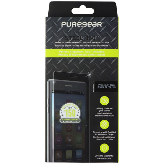 PureGear Steel 360 Privacy Glass Protector for Apple iPhone 14 Plus/13 Pro Max Cell Phone - Screen Protectors PureGear - Simple Cell Bulk Wholesale Pricing - USA Seller
