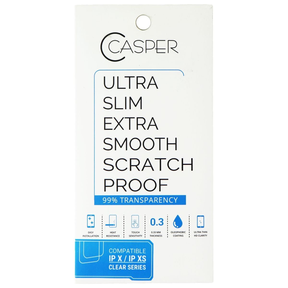 Casper Ultra Slim Clear Series Tempered Glass for Apple iPhone Xs and iPhone X Cell Phone - Screen Protectors Casper    - Simple Cell Bulk Wholesale Pricing - USA Seller
