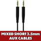 Generic 3.5mm to 3.5mm Short Aux Cables Under 4-foot - Mixed Color/Style/Length Computer/Network - Audio Cables & Adapters Unbranded - Simple Cell Bulk Wholesale Pricing - USA Seller