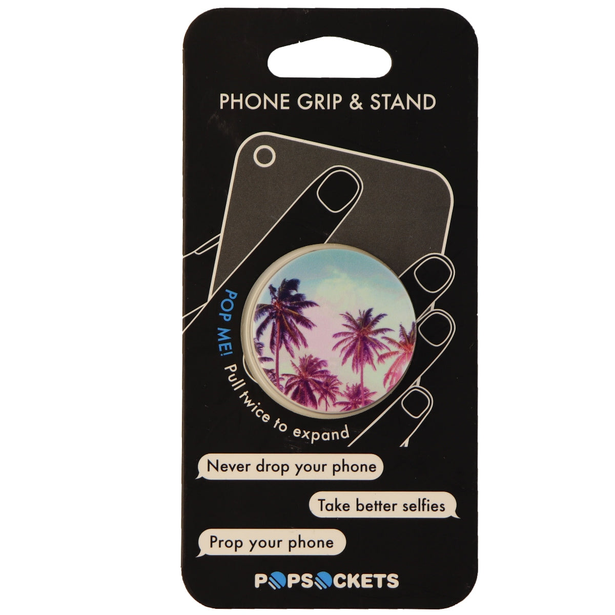 Genuine PopSockets Grip & Stand for Phones and Tablets - White/Palm Trees