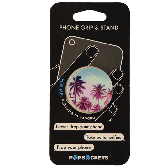 Genuine PopSockets Grip & Stand for Phones and Tablets - White/Palm Trees