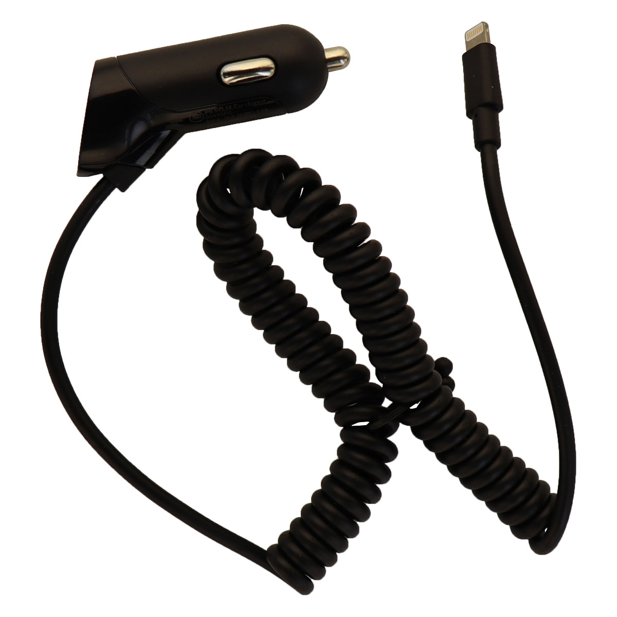 PureGear 12W 2.4A Coiled Car Charger for iPhones - Black Cell Phone - Chargers & Cradles PureGear - Simple Cell Bulk Wholesale Pricing - USA Seller