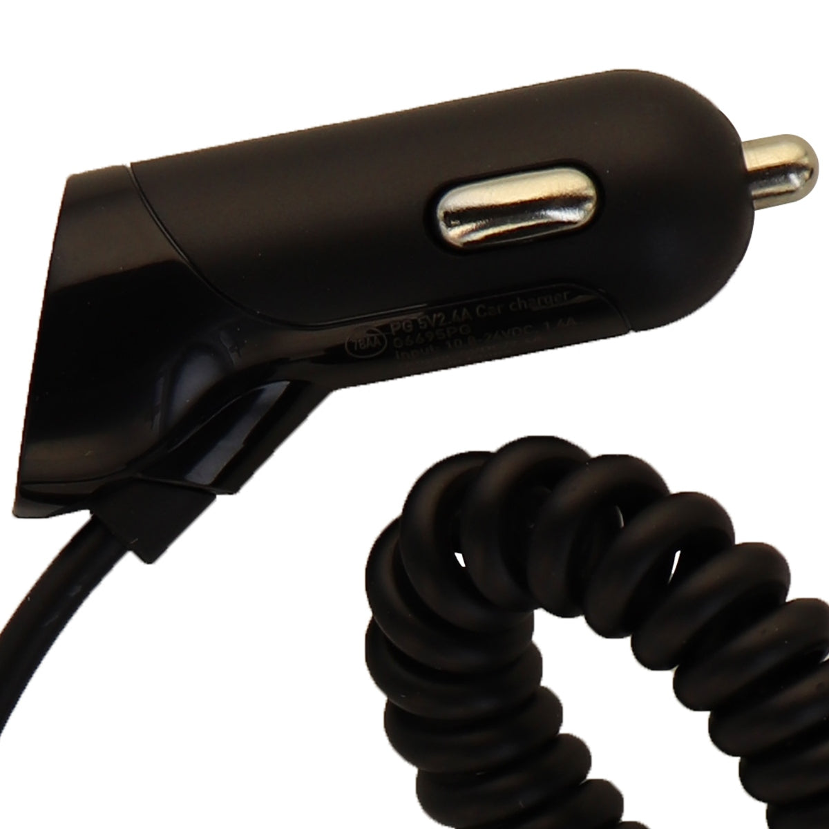 PureGear 12W 2.4A Coiled Car Charger for iPhones - Black Cell Phone - Chargers & Cradles PureGear - Simple Cell Bulk Wholesale Pricing - USA Seller