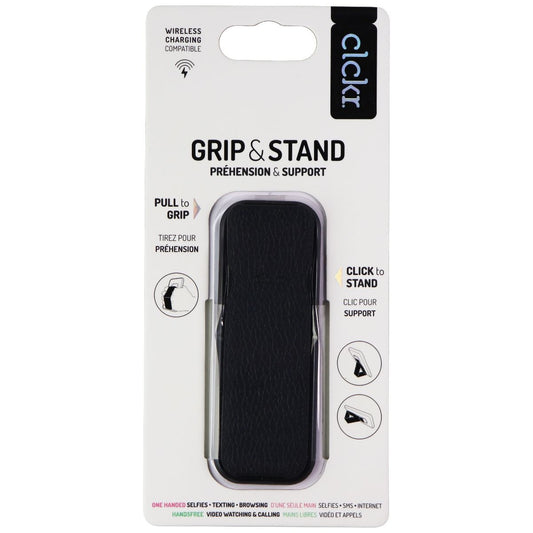 Clckr Grip & Stand Adhesive Holder for Smartphones - Black/Leather