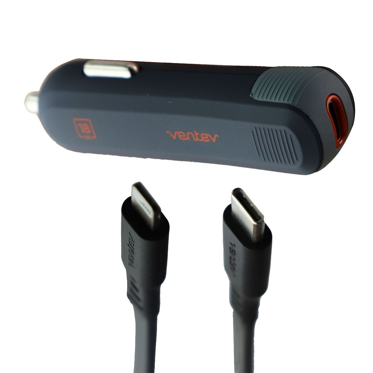 Ventev Dashport PD1180 Car Charger with Type-C MFi Cable for iPhone/iPad - Gray Cell Phone - Chargers & Cradles Ventev - Simple Cell Bulk Wholesale Pricing - USA Seller