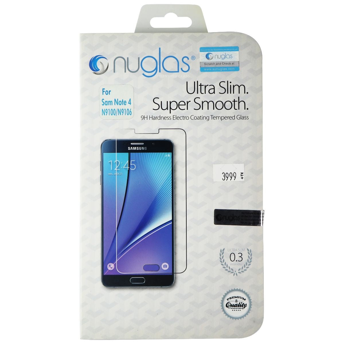 NuGlas Tempered Glass Screen Protector for Samsung Note 4 - Clear Cell Phone - Screen Protectors Nuglas    - Simple Cell Bulk Wholesale Pricing - USA Seller