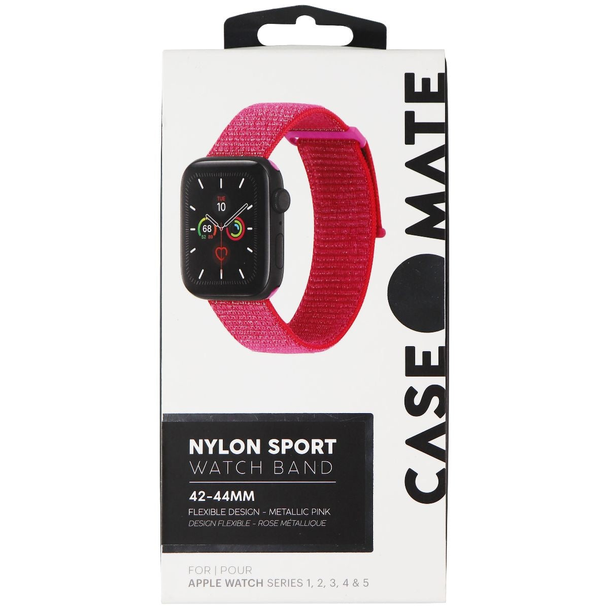 Case-Mate Nylon Watchband (42-44mm) for Apple Watch Series 1-5 - Metallic Pink Smart Watch Accessories - Watch Bands Case-Mate - Simple Cell Bulk Wholesale Pricing - USA Seller